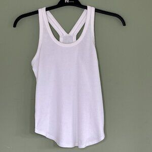 Loft Racerback Tank Top sz M Cotton White Preppy Y2K Yoga Activewear